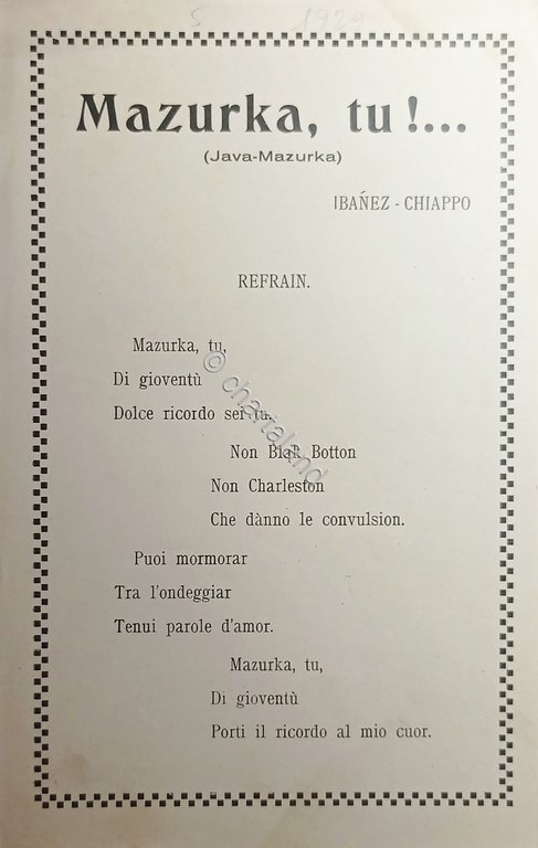 Spartiti - Mazurka, tu!.. - Java Mazurka di Ibanez-Chiappo - …