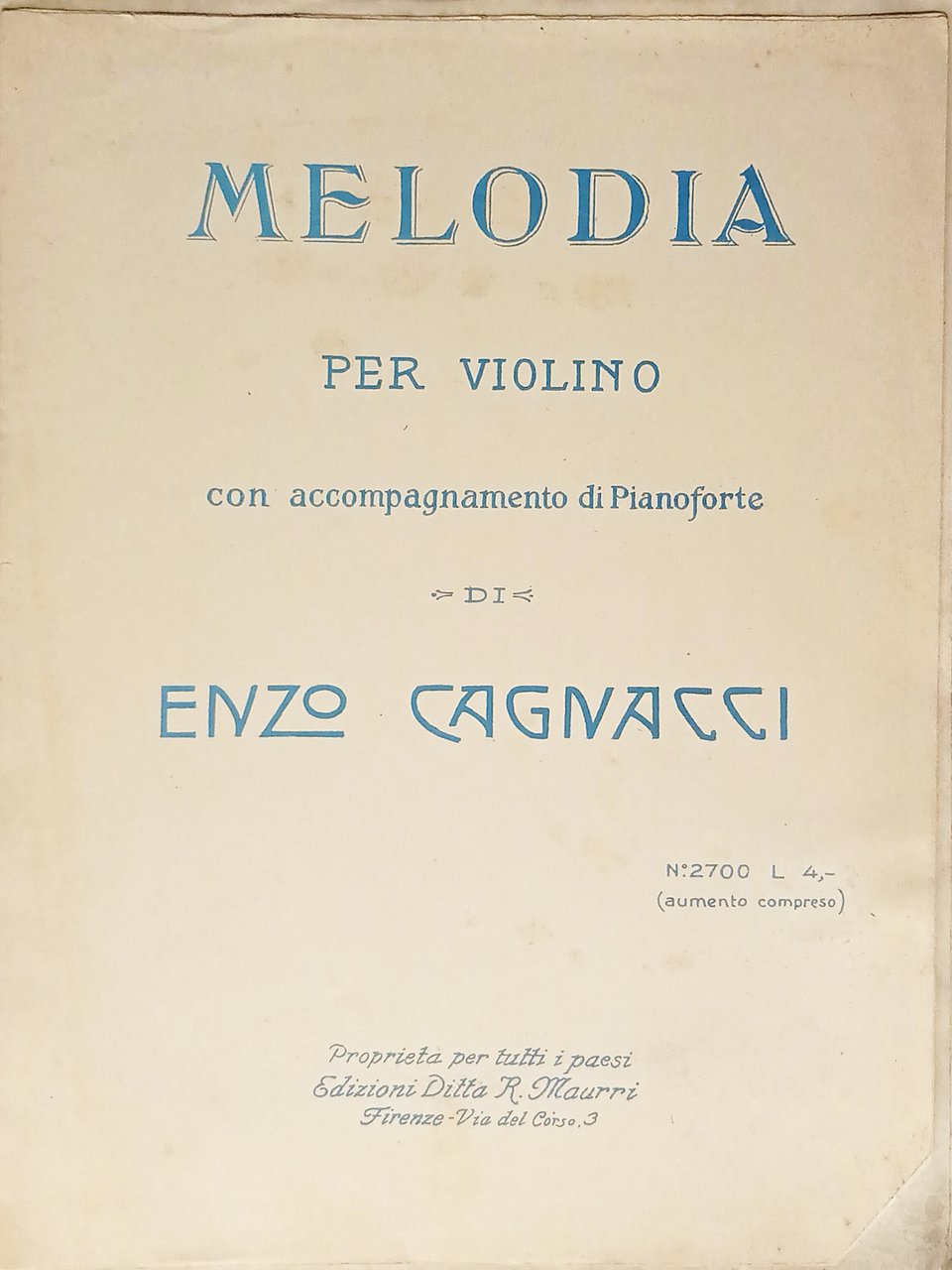 Spartiti - Melodia per Violino con accomp. di Pianoforte di …