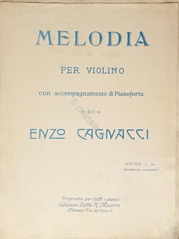 Spartiti - Melodia per Violino con accomp. di Pianoforte di …