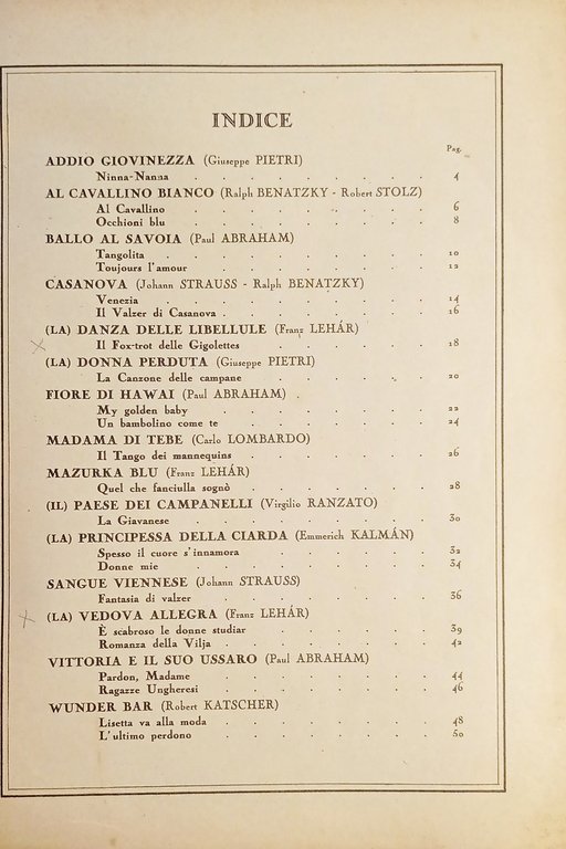 Spartiti - Melodie d'Operette - Volume I - 23 Brani …