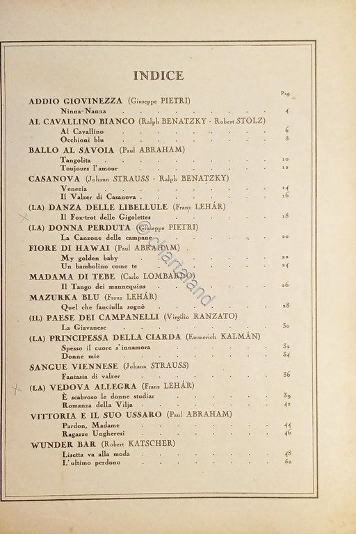 Spartiti - Melodie d'Operette - Volume I - 23 Brani …