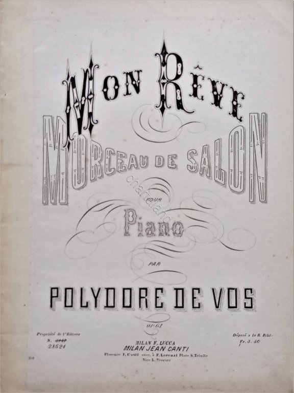 Spartiti - Mon Reve - Morceaux de Salon pour Piano …
