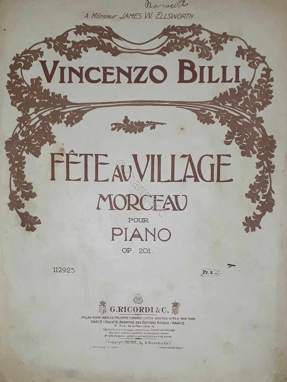 Spartiti - Morceau pour Piano par Vincenzo Billi - Fete … | Immagine principale