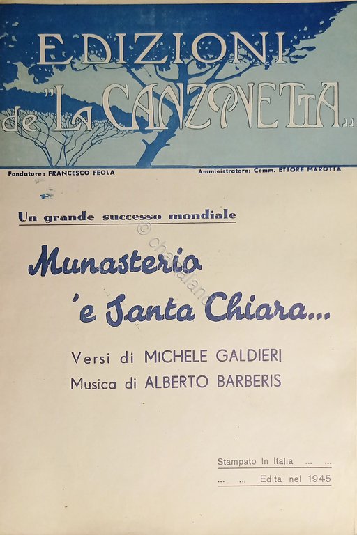 Spartiti - Munasterio 'e Santa Chiara per Canto, Mandolino o … | Immagine Gallery 2