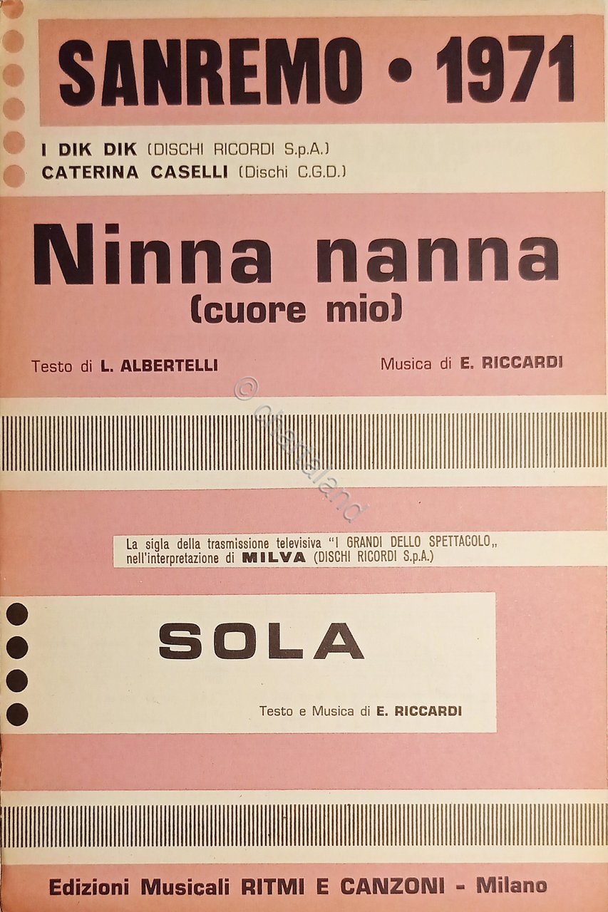 Spartiti - Ninna nanna (Cuore mio) - Sola - E. …