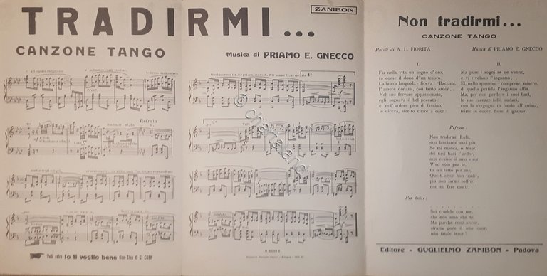 Spartiti - Non tradirmi - Canzone Tango di Priamo e. … | Immagine Gallery 2