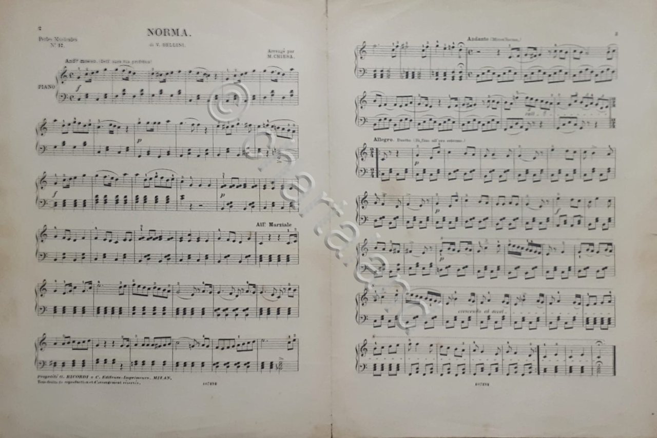 Spartiti - Norma di V. Bellini pour Pianoforte par M. … | Immagine principale