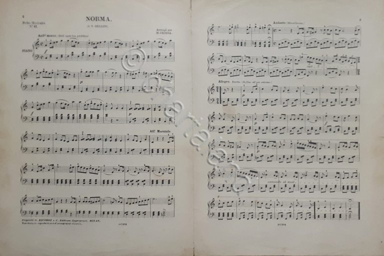 Spartiti - Norma di V. Bellini pour Pianoforte par M. Chiesa