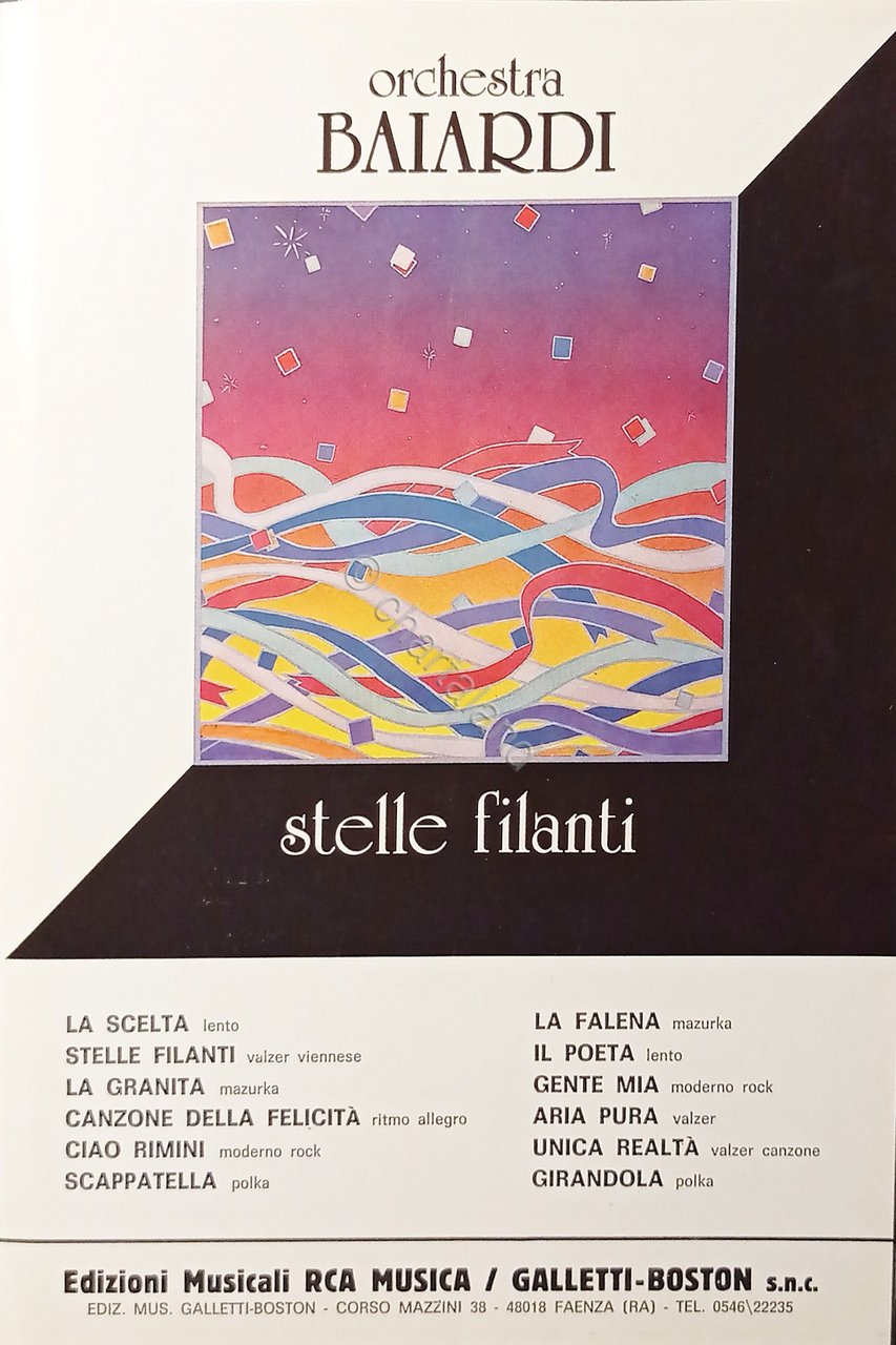 Spartiti - Orchestra Baiardi - Raccolta Stelle Filanti - 1987