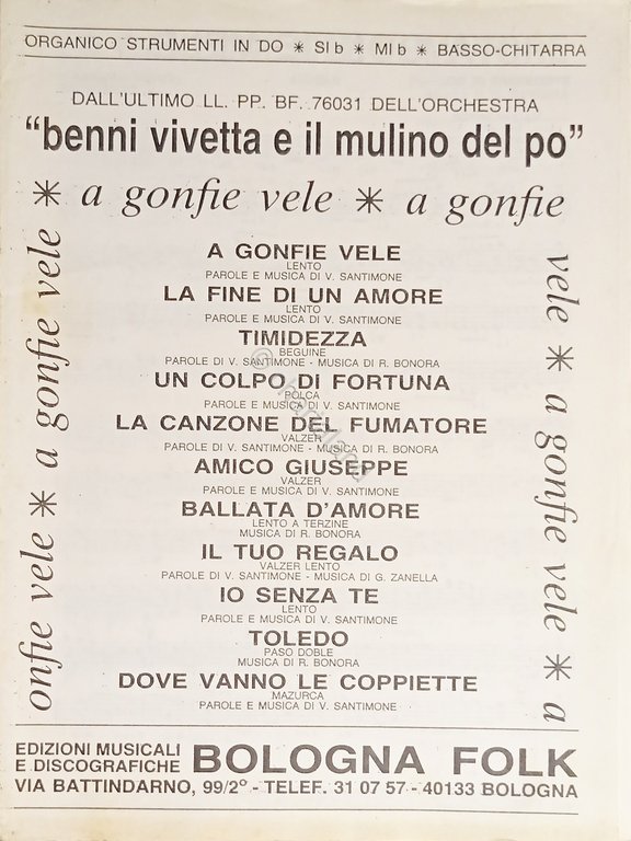 Spartiti - Orchestra Benni-Vivetta e il Mulino del Po - Raccolta - 1982