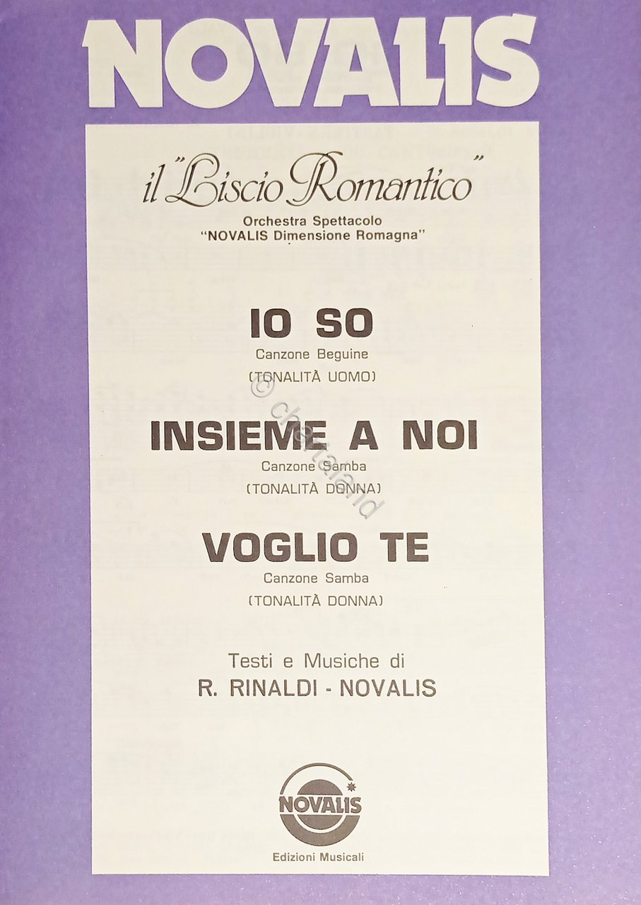 Spartiti - Orchestra Novalis - Io so - Insieme a …