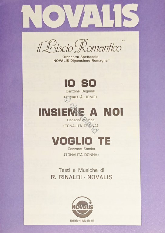 Spartiti - Orchestra Novalis - Io so - Insieme a …