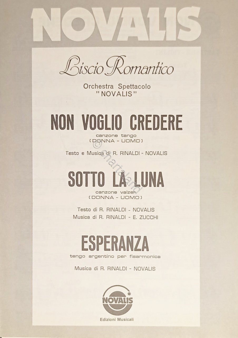 Spartiti - Orchestra Novalis - Non voglio credere - Sotto …