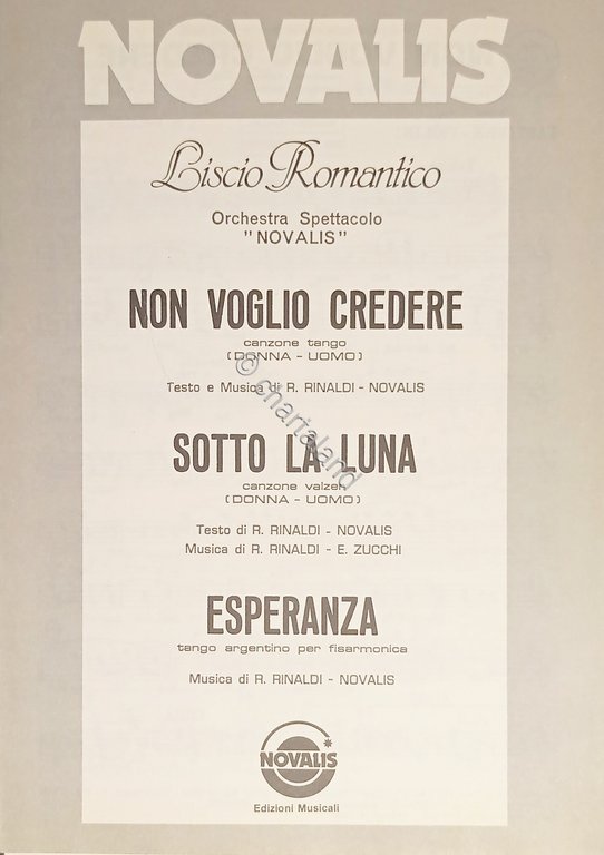 Spartiti - Orchestra Novalis - Non voglio credere - Sotto …