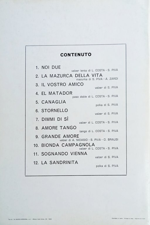 Spartiti - Orchestra Sandrino Piva - Raccolta Noi Due - …