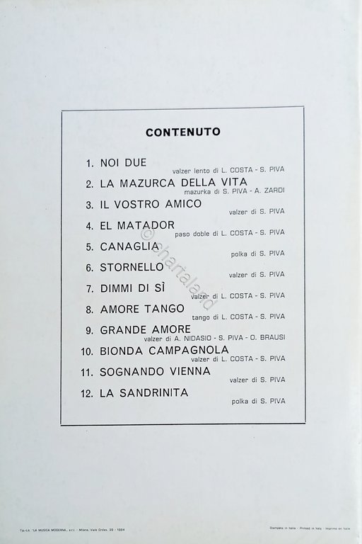 Spartiti - Orchestra Sandrino Piva - Raccolta Noi Due - …