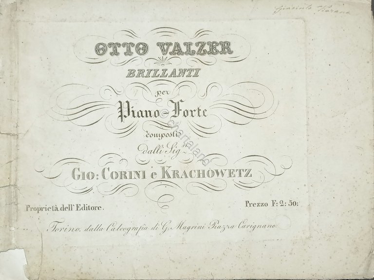 Spartiti - Otto Valzer Brillanti per Pianoforte di Gio: Corini … | Immagine Gallery 1