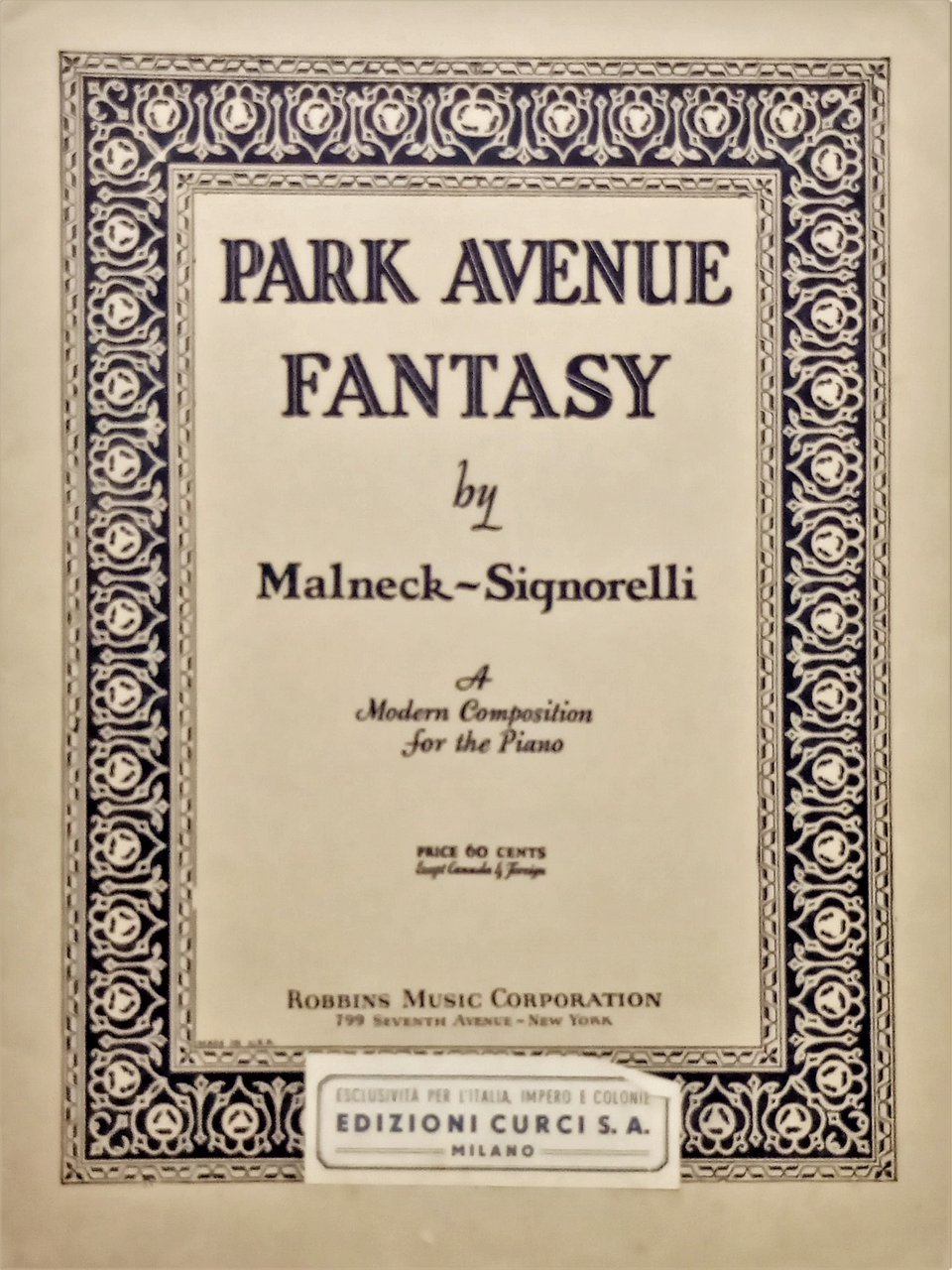 Spartiti - Park Avenue Fantasy by Malneck-Signorelli for the Piano …
