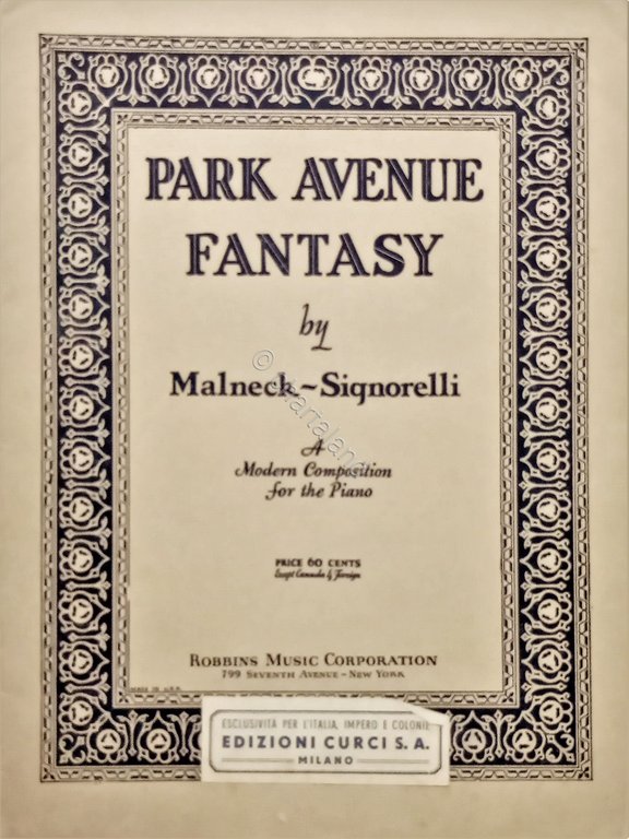 Spartiti - Park Avenue Fantasy by Malneck-Signorelli for the Piano …