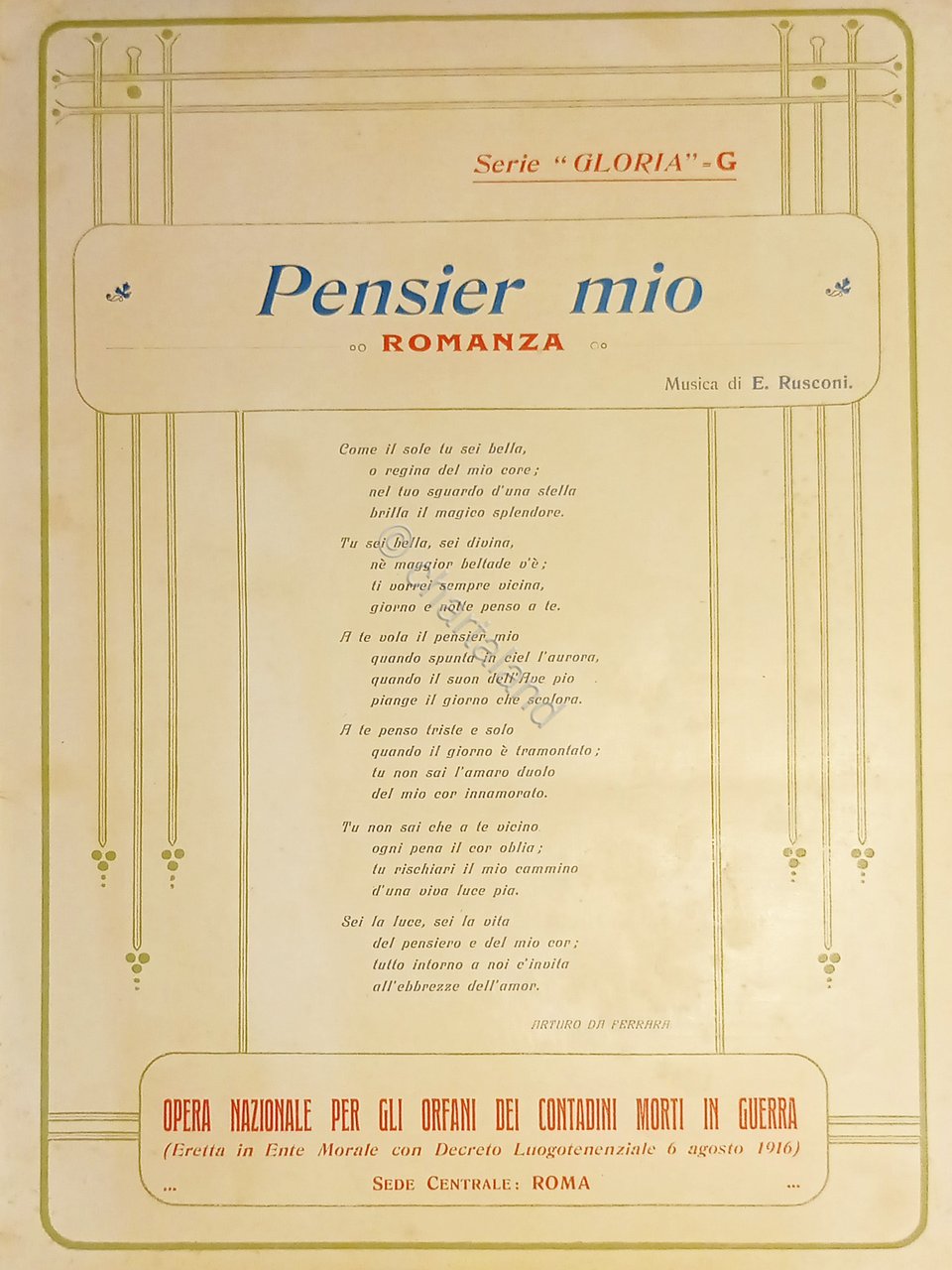 Spartiti - Pensier mio - Romanza per Canto e Piano …