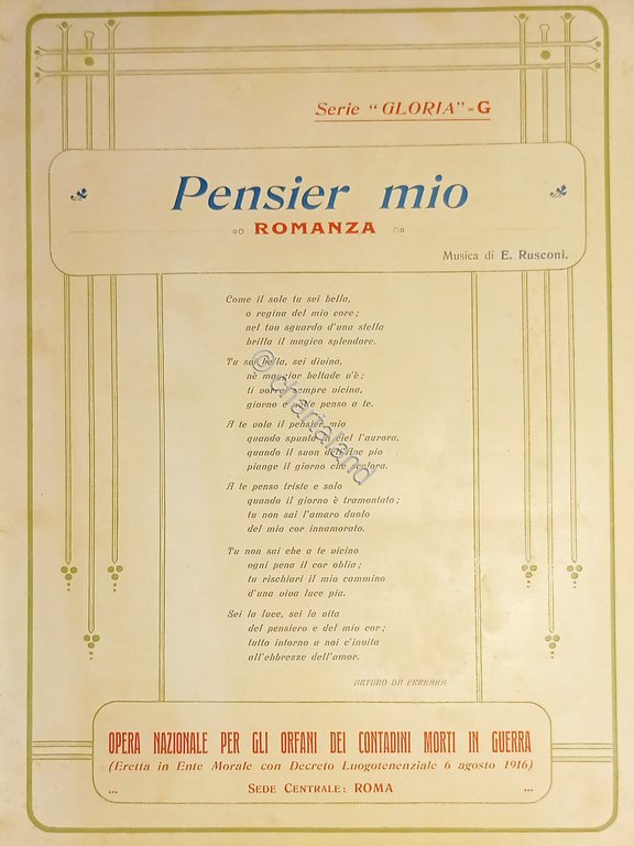 Spartiti - Pensier mio - Romanza per Canto e Piano …