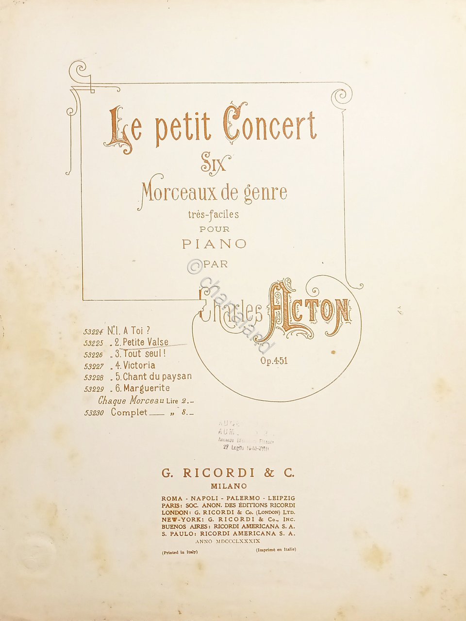 Spartiti - Petite Valse di Charles Acton Op. 451 - …