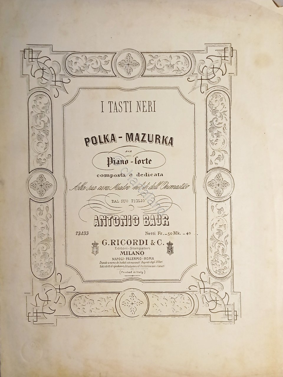 Spartiti - Polka Mazurka per Pianoforte di Antonio Baur