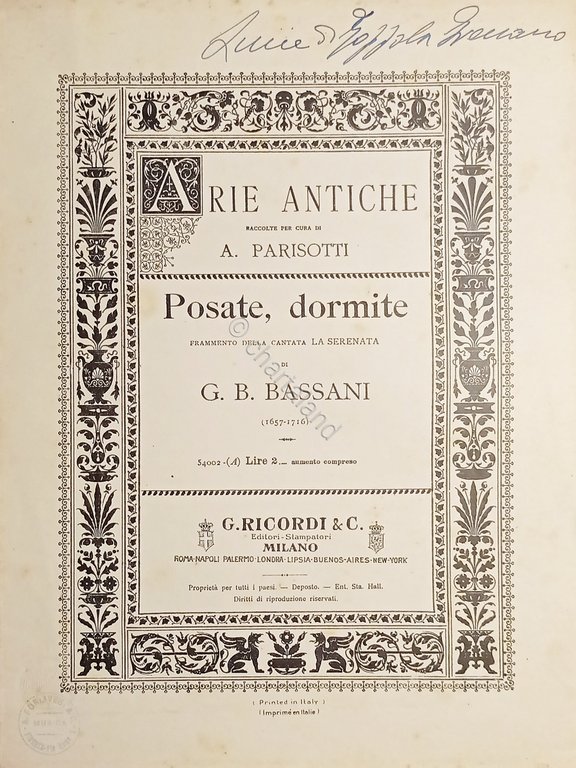 Spartiti - Posate, dormite - Frammento della Cantata La Serenata … | Immagine Gallery 2