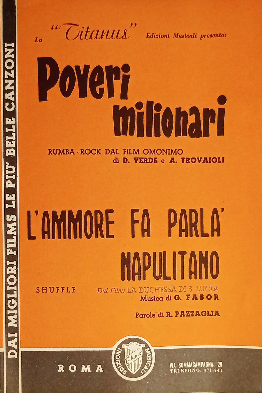 Spartiti - Poveri milionari (Rumba Rock) - L'Ammore fa parlà …