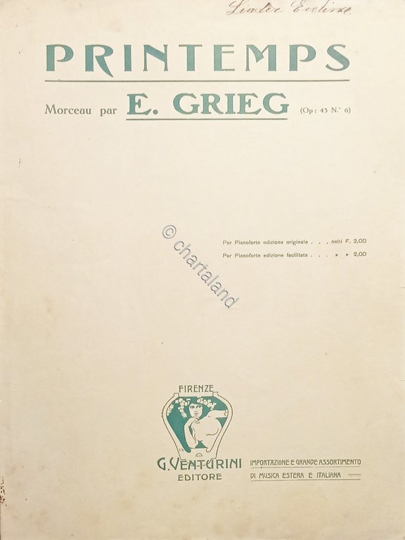 Spartiti - Primavera di E. Grieg - Pianoforte di L. …