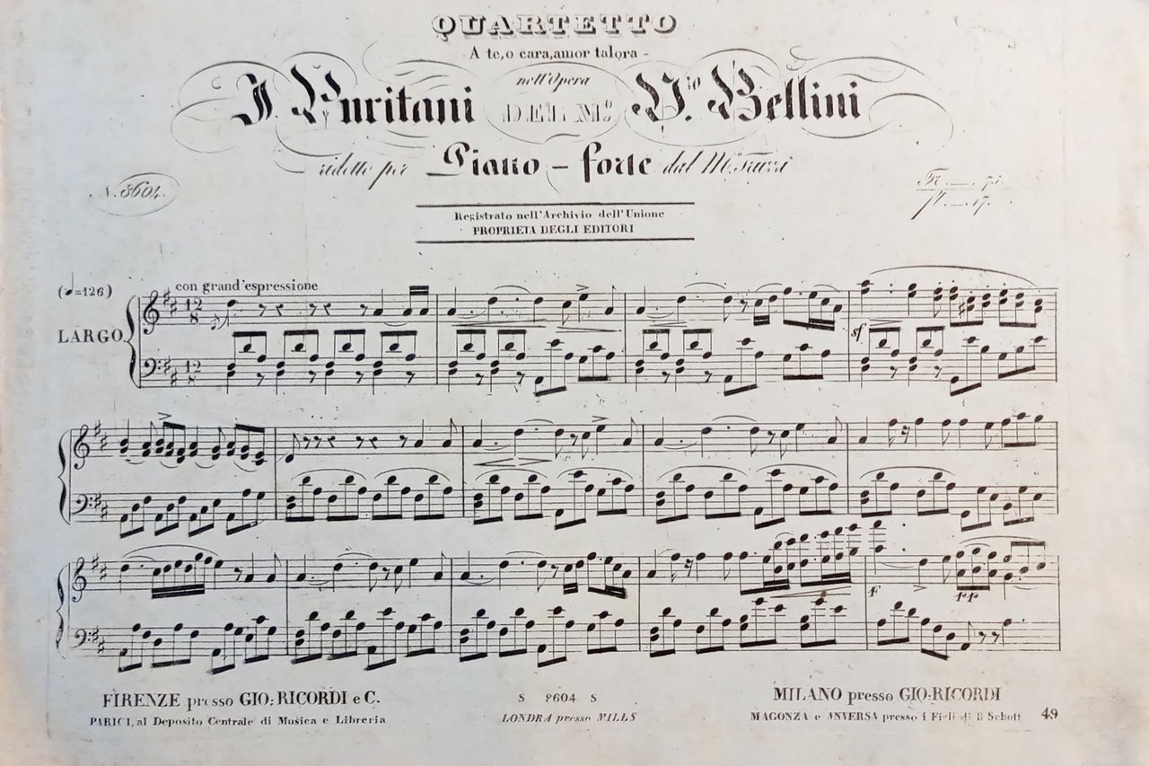 Spartiti - Quartetto nell'Opera I Puritani del V. Bellini per …