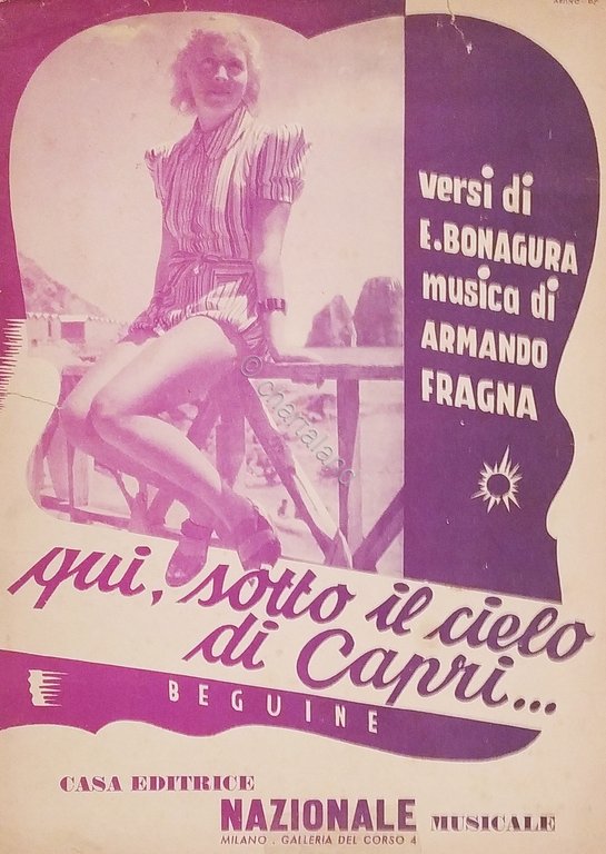 Spartiti - Qui, sotto il cielo di Capri - Beguine di A. Fragna - 1949