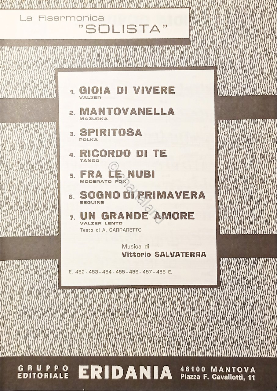 Spartiti - Raccolta per Fisarmonica Solista di Vittorio Salvaterra - …