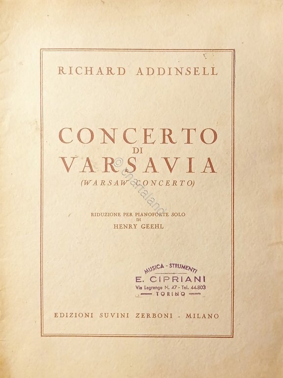 Spartiti - Richard Addinsell - Concerto di Varsavia per Pianoforte …
