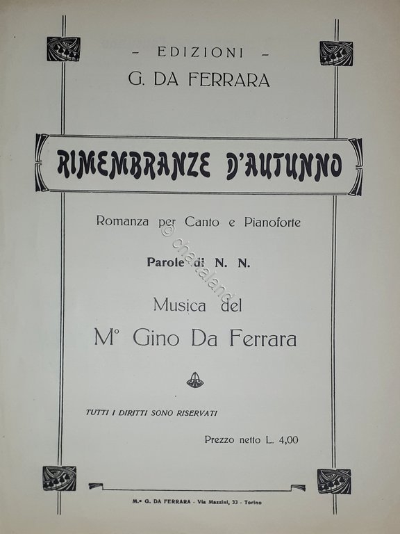 Spartiti - Rimembranze d'Autunno - Romanza per Canto e Pianoforte | Immagine Gallery 2