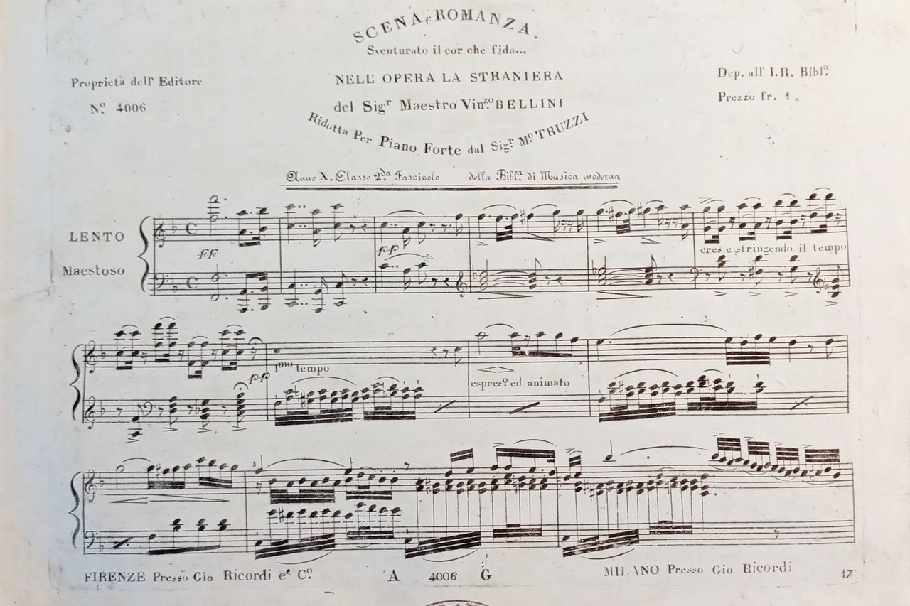 Spartiti - Scena e Romanza nell'Opera La Straniera di V. …