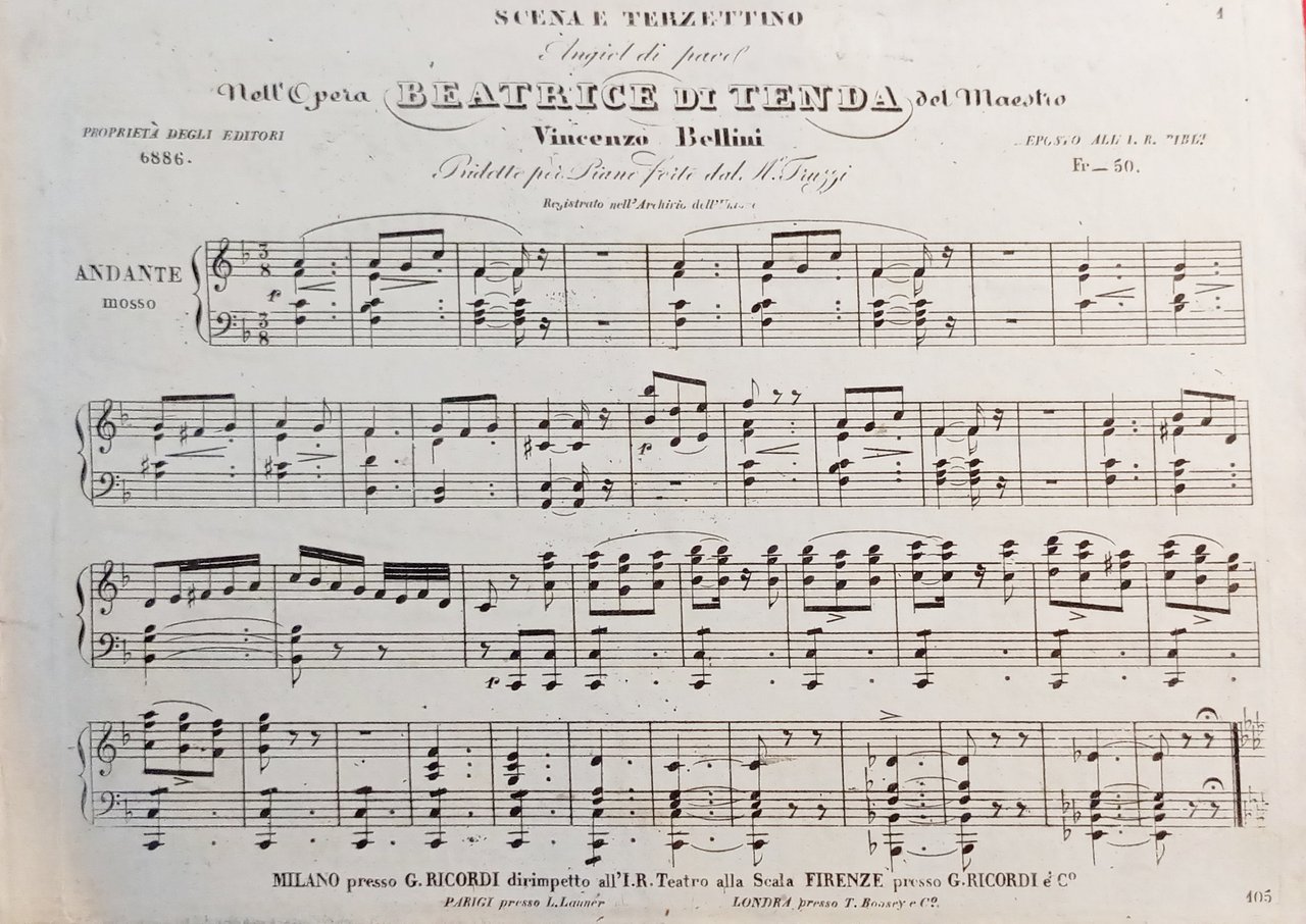 Spartiti - Scena e Terzettino nell'Opera Beatrice di Tenda di …