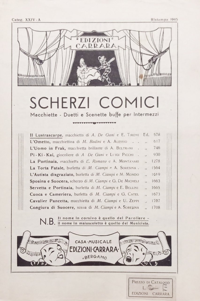 Spartiti - Scherzi Comici - Il Lustrascarpe - Macchietta di …