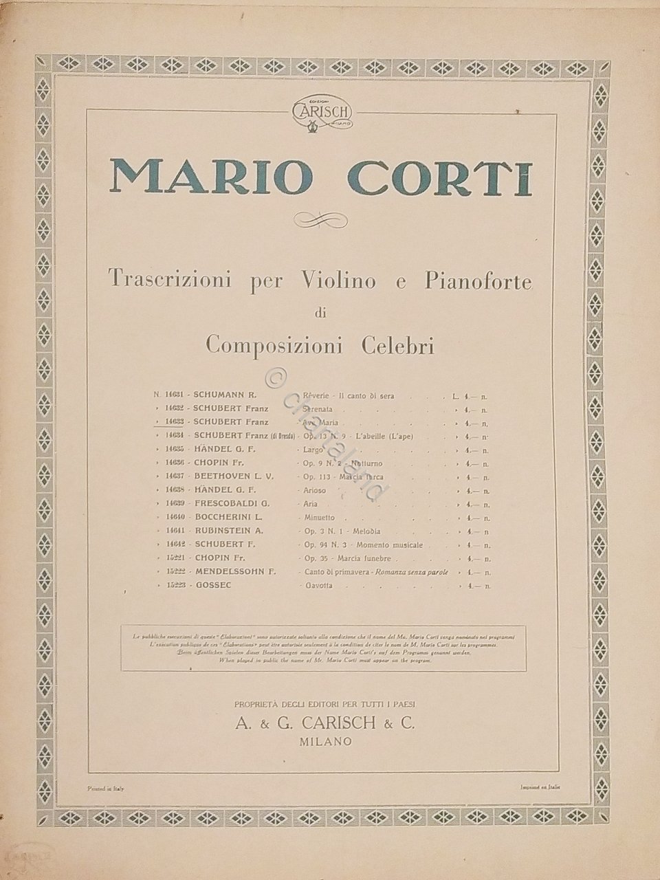 Spartiti - Schubert - Ave Maria per Violino e Pianoforte …