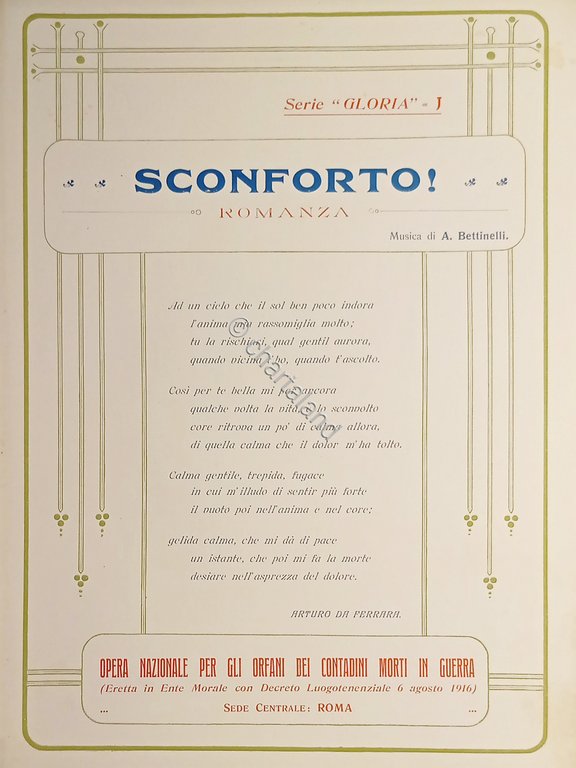 Spartiti - Sconforto! - Romanza per Canto e Piano di …
