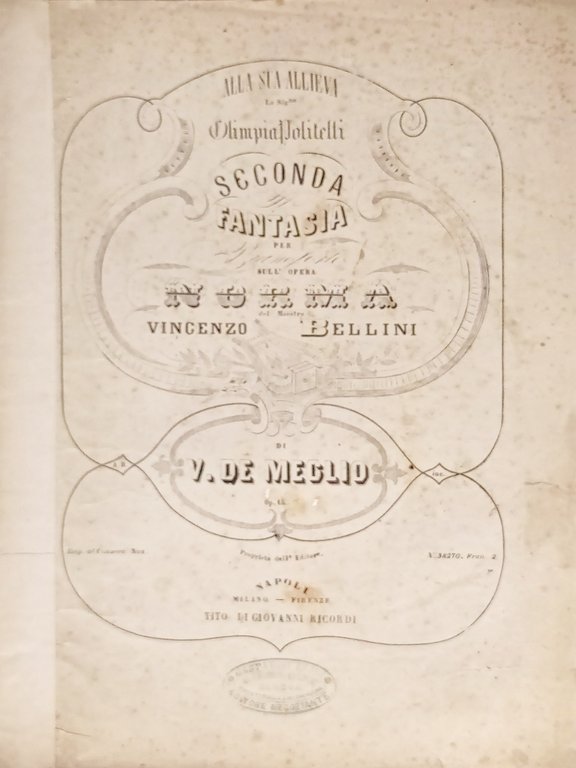 Spartiti - Seconda Fantasia sull'Opera Norma di Bellini Op. 15 - V. De Meglio