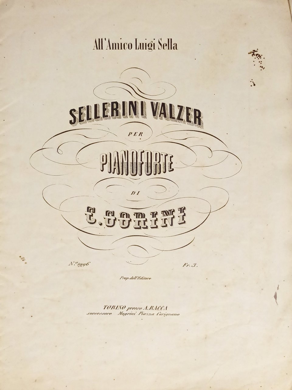 Spartiti - Sellerini Valzer per Pianoforte di G. Corini - …