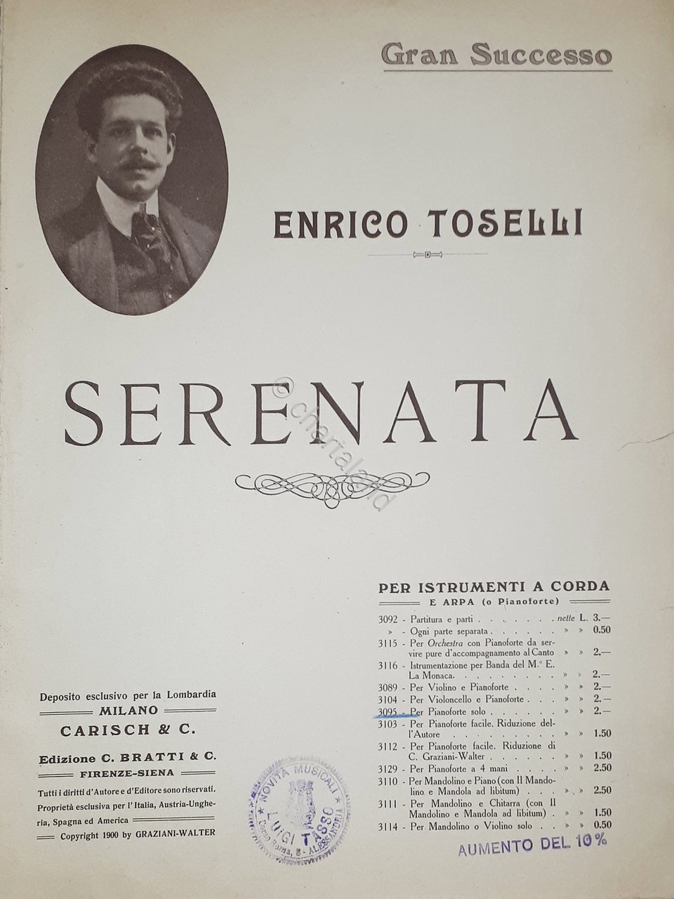 Spartiti - Serenata per Pianoforte Solo di Enrico Toselli | Immagine principale