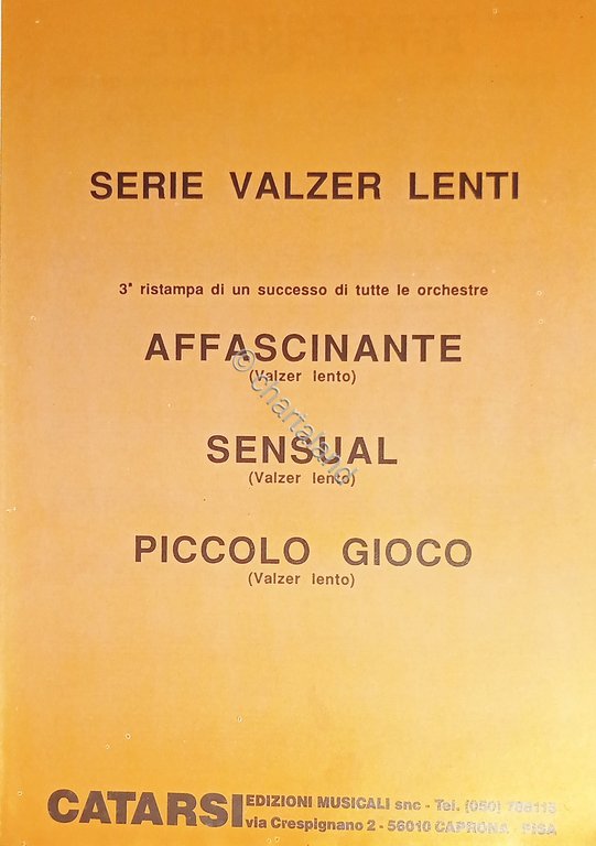 Spartiti - Serie Valzer Lenti - Raccolta di W. Catarsi …