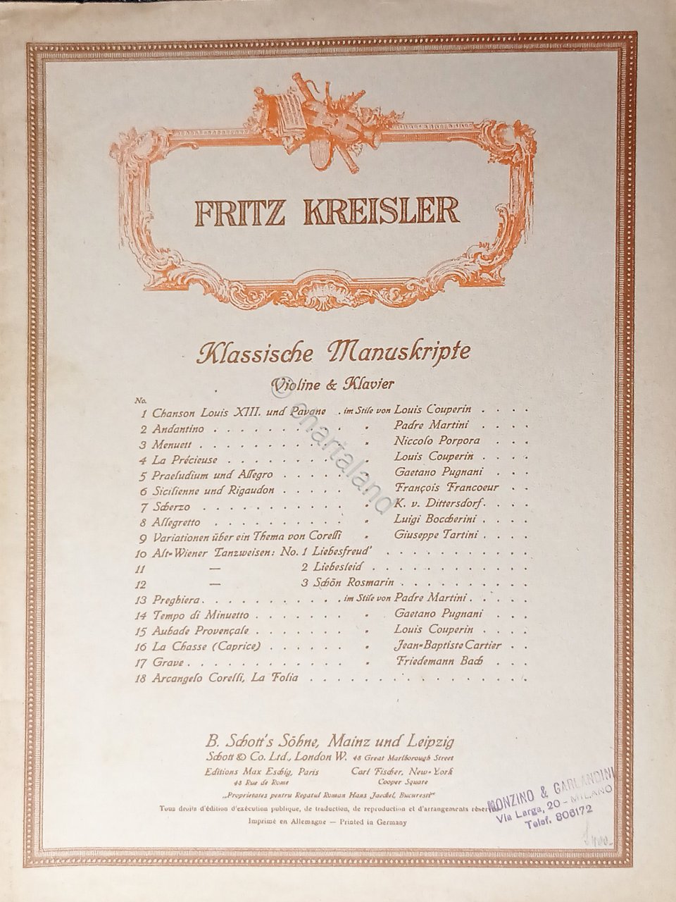 Spartiti - Siciliano per Violino e Piano di Francois Francoeur …