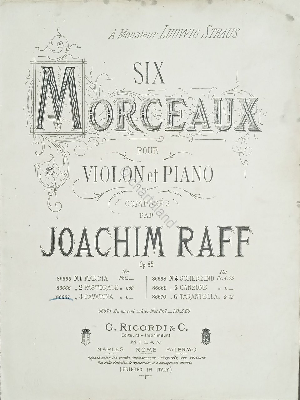 Spartiti - Six Morceaux pour Violon et Piano par J. …