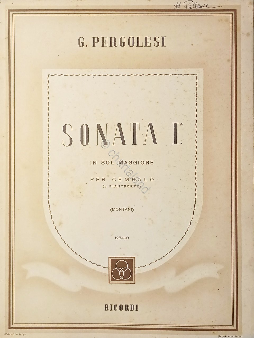 Spartiti - Sonata I in Sol Maggiore per Cembalo (o …