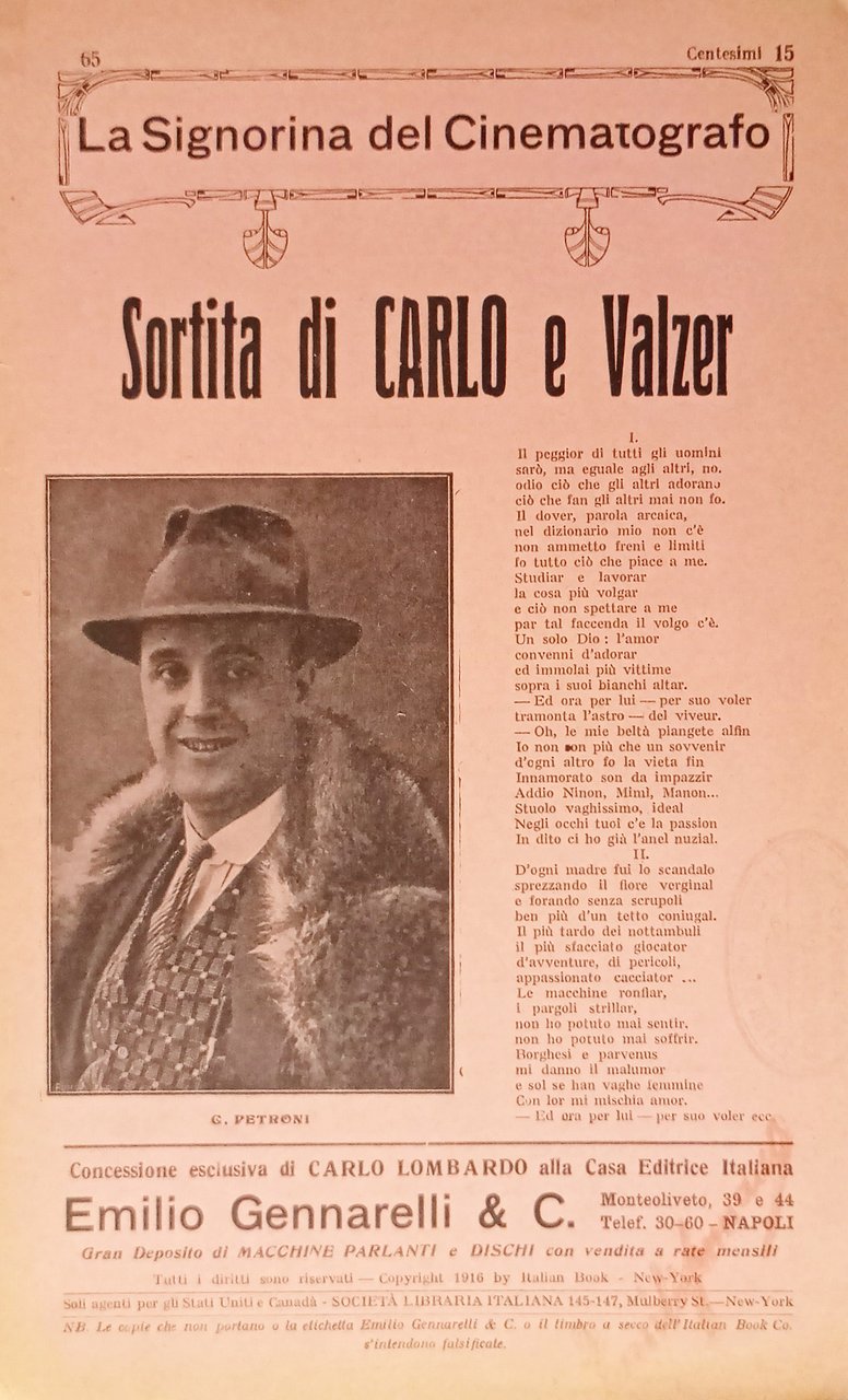 Spartiti - Sortita di Carlo e Valzer - G. Petroni … | Immagine principale