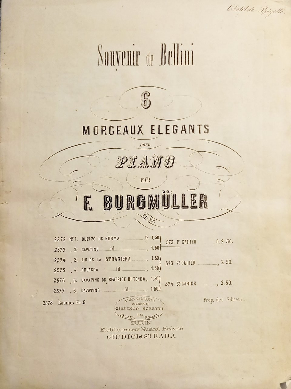 Spartiti - Souvenir de Bellini - Morceaux Elegants pour Piano … | Immagine principale