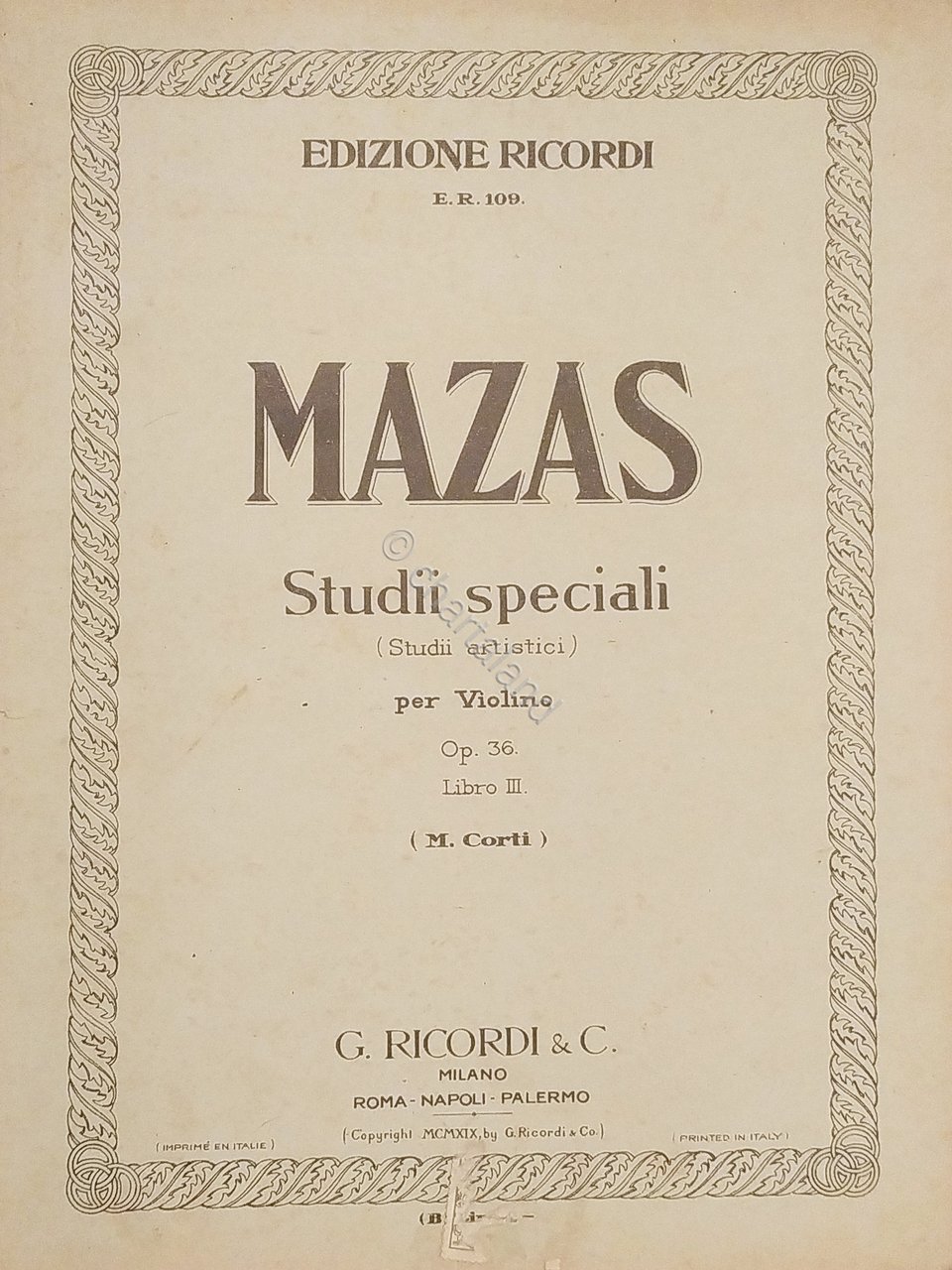 Spartiti - Studi Speciali per Violino di J. F. Mazas …